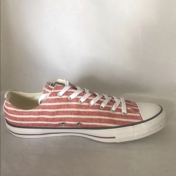 Converse Chuck Taylor Low Top Sneakers Red White Stripe Canvas M13 W15 - Picture 5 of 11